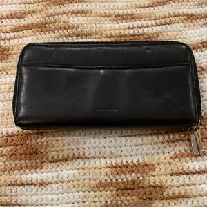 Muncie genuine leather double zipper clutch